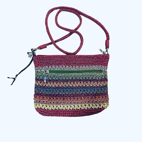 The Sak Iris Multicolor Stripe Crochet Crossbody Shoulder Bag Boho Y2K Festival - Picture 6 of 14